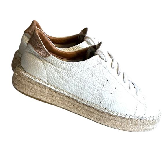 Dalson Espadrilles White Leather Lace Up Jute Platform Sneakers Sz 6/EU37 - Picture 6 of 12